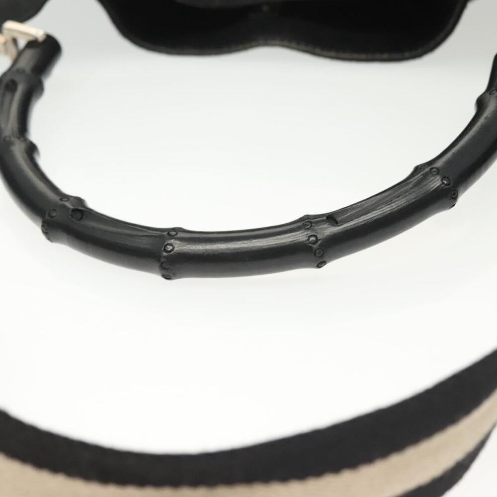 GUCCI Bamboo GG Canvas Hand Bag Black Silver 001 001 - Picture 7 of 16